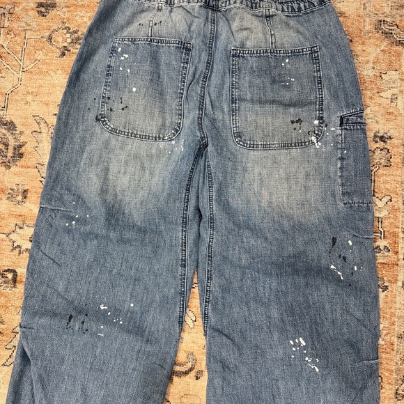 We The Free Relaxed Blue Paint-Splatter Jeans - Picture 5 of 8